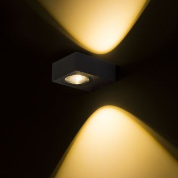 KORSO II fali lámpa fekete elox 230V LED 2x3W 120° IP54 3000K