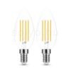 2 DB.LED Filament Canlde C35 7W E14 360° 2700K (806 lumen) szabályozható