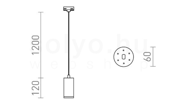 BELENOS háromfázisú áramkörös sínre függő lámpa fehér  230V LED GU10 9W