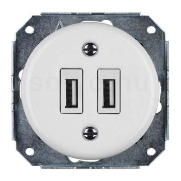 Fehér porcelán USB csatlakozó aljzat betét