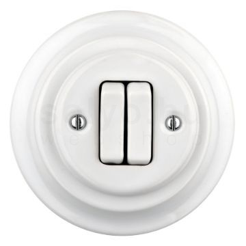 Redőnykapcsoló, fehér porcelán + fehér porcelán keret - BONOLO
