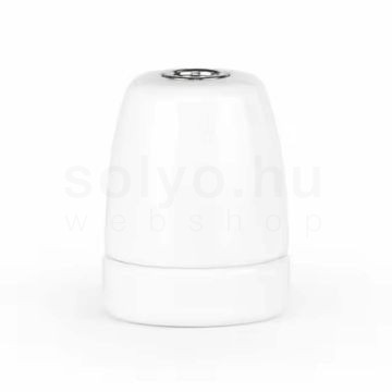 Fehér E27 egyenes porcelán foglalat M10×1 rögzítéssel