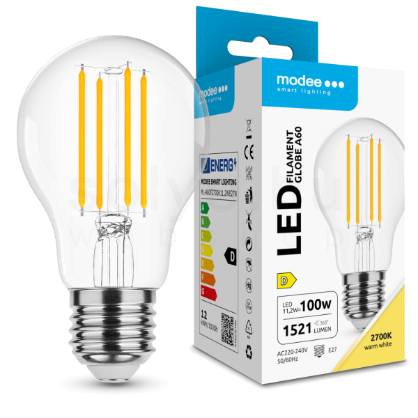 Modee LED Izzó Filament A60 11,2W E27 320° 2700K (1521 lumen) ERP