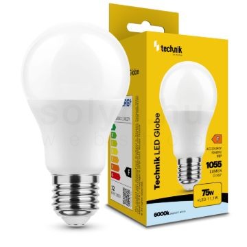 Technik LED Izzó Globe A60 11,1W E27 360° 6000K (1055 lumen) ERP