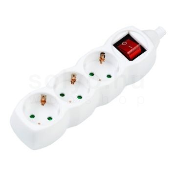 Technik Szerelhető Elosztó 3 utas + kapcsoló (fehér) 16A