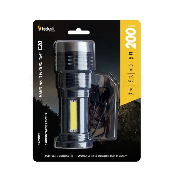 Technik Kézi Reflektor C20 (akkumulátoros) XPE LED + Type-C (200 lumen)