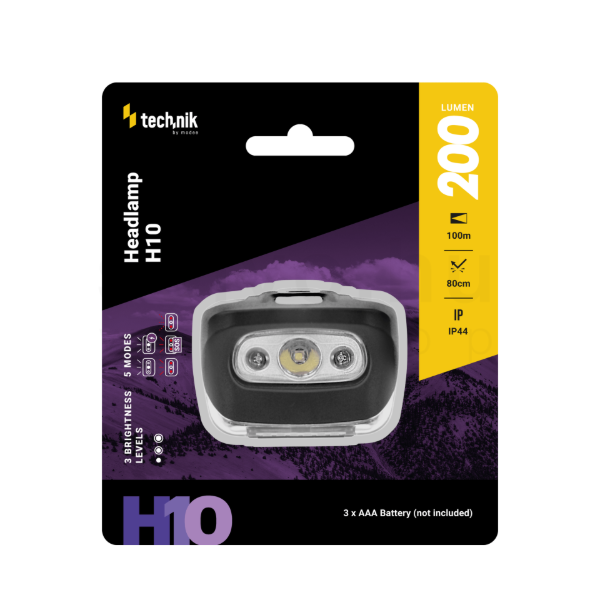 Technik Fejlámpa H10 (3xAAA) LED + piros fény (200 lumen)