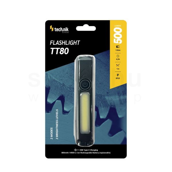 Technik Elemlámpa TT80 (akkumulátoros - 800mAh) HP + COB (500+300 lumen)