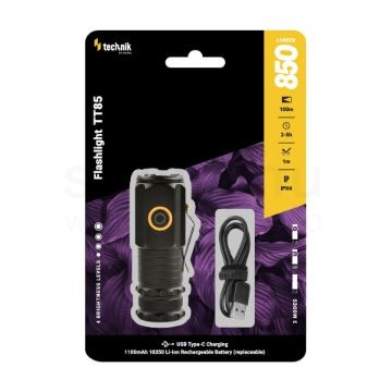 Technik Elemlámpa TT85 (1x18350 1100mAh) 3xP35 LED (850 lumen)